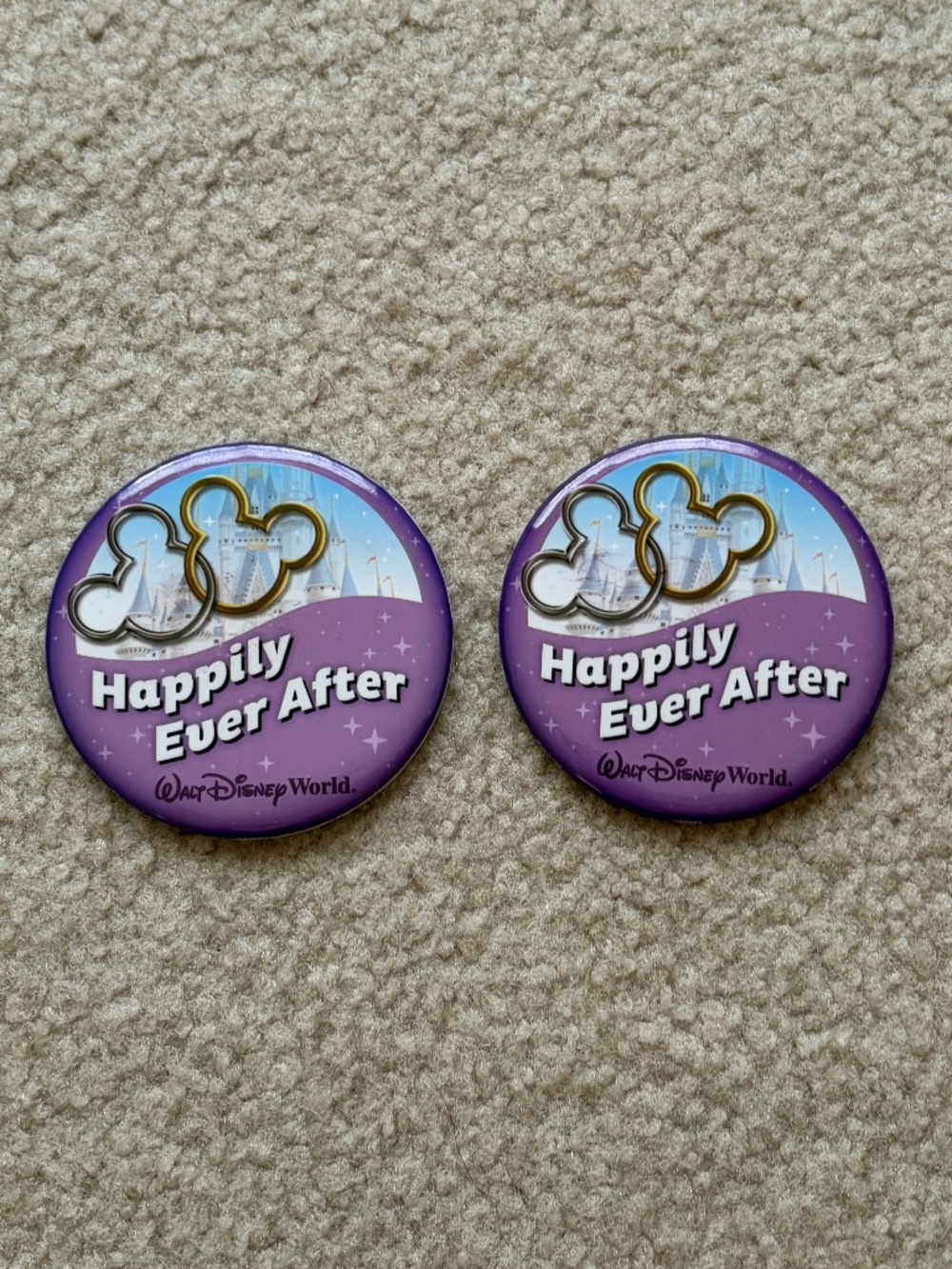 2 Walt Disney World Buttons Pins Happily Ever After Wedding Anniversary